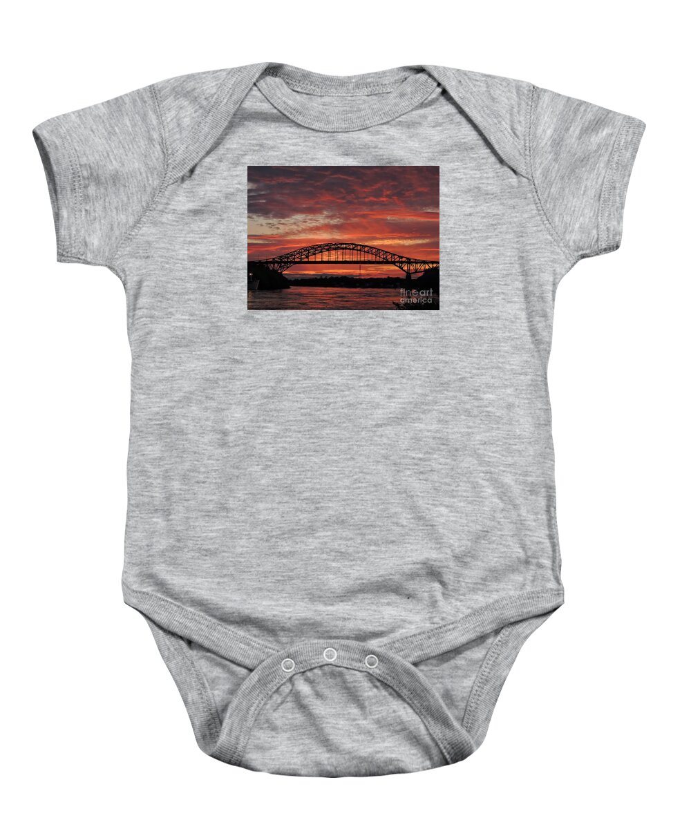 Waterscape Baby Onesie featuring the photograph Sunset On The Piscataqua     by Marcia Lee Jones