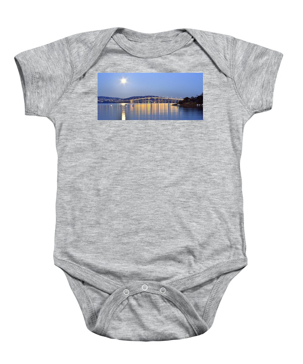 Hobart Baby Onesie featuring the photograph Super Moon Rising by Anthony Davey
