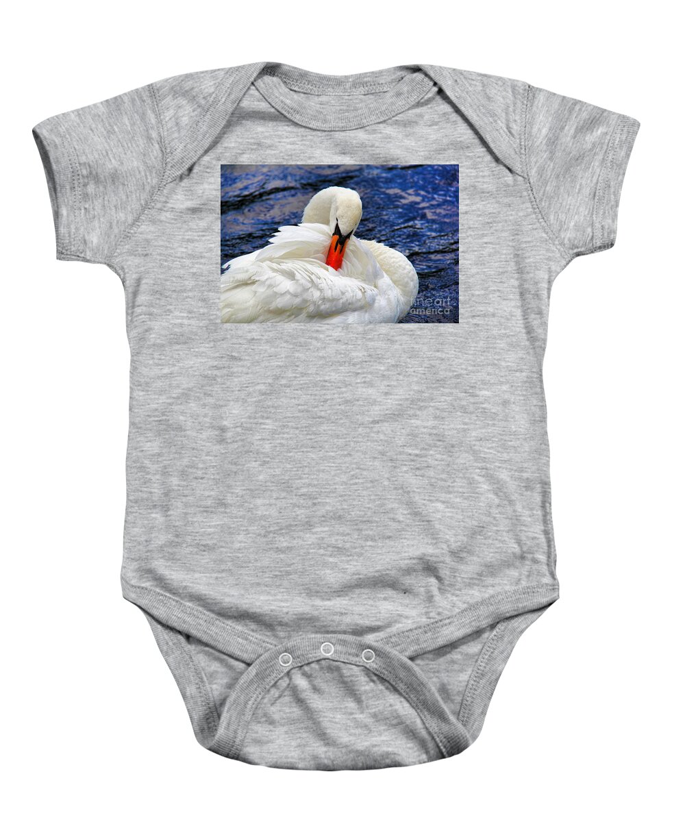 Swan Lake Baby Onesie featuring the photograph Swan Lake by Mariola Bitner