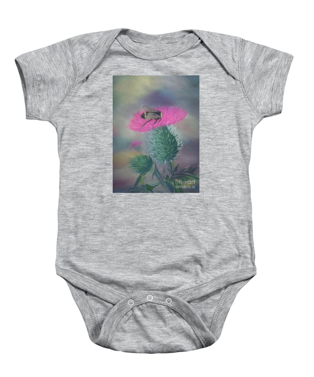 Thistle Baby Onesie featuring the painting Sweet and Prickly by Lynn Quinn