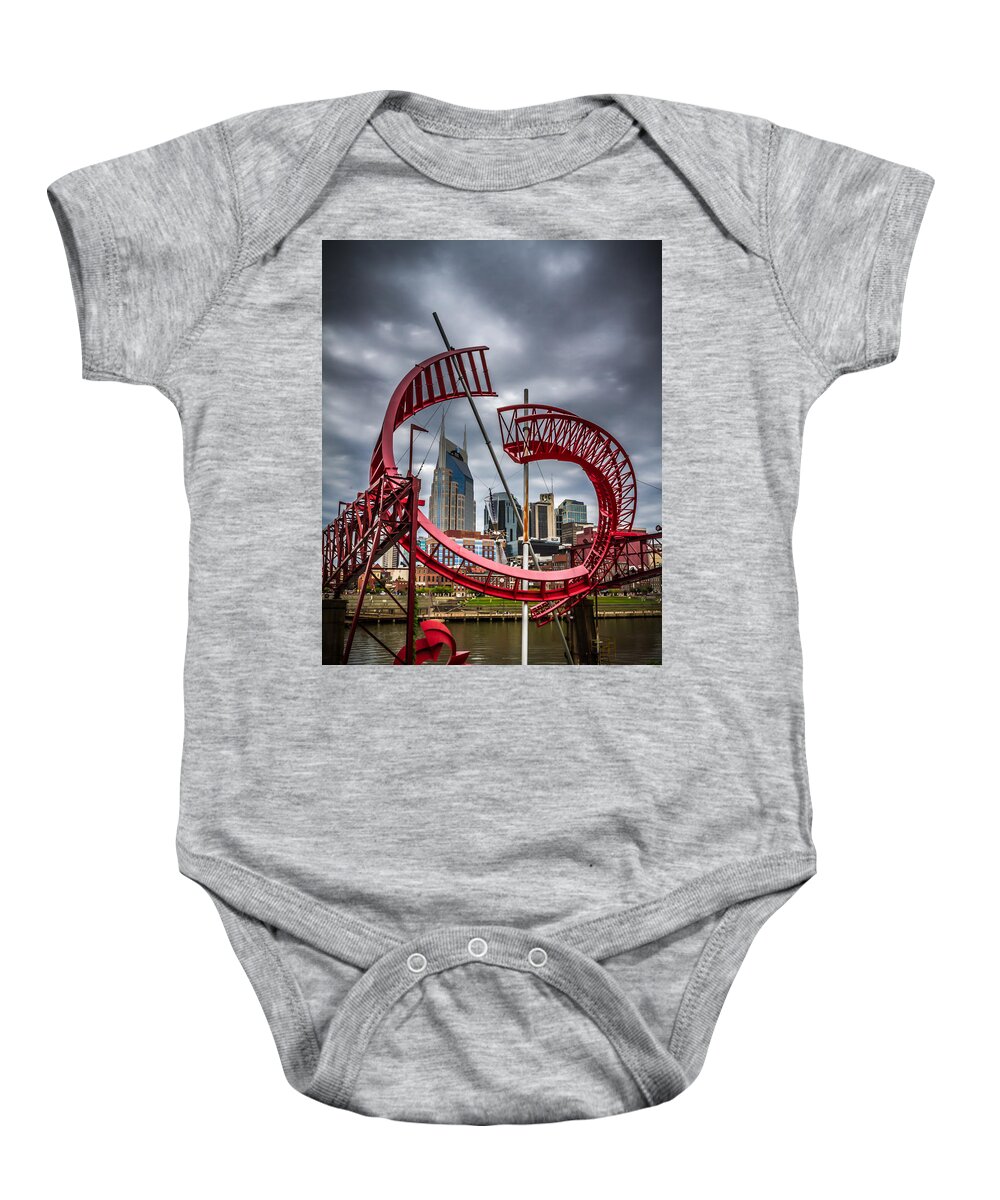 Nashville Baby Onesie featuring the photograph Tennessee - Nashville Through Sculpture by Ron Pate