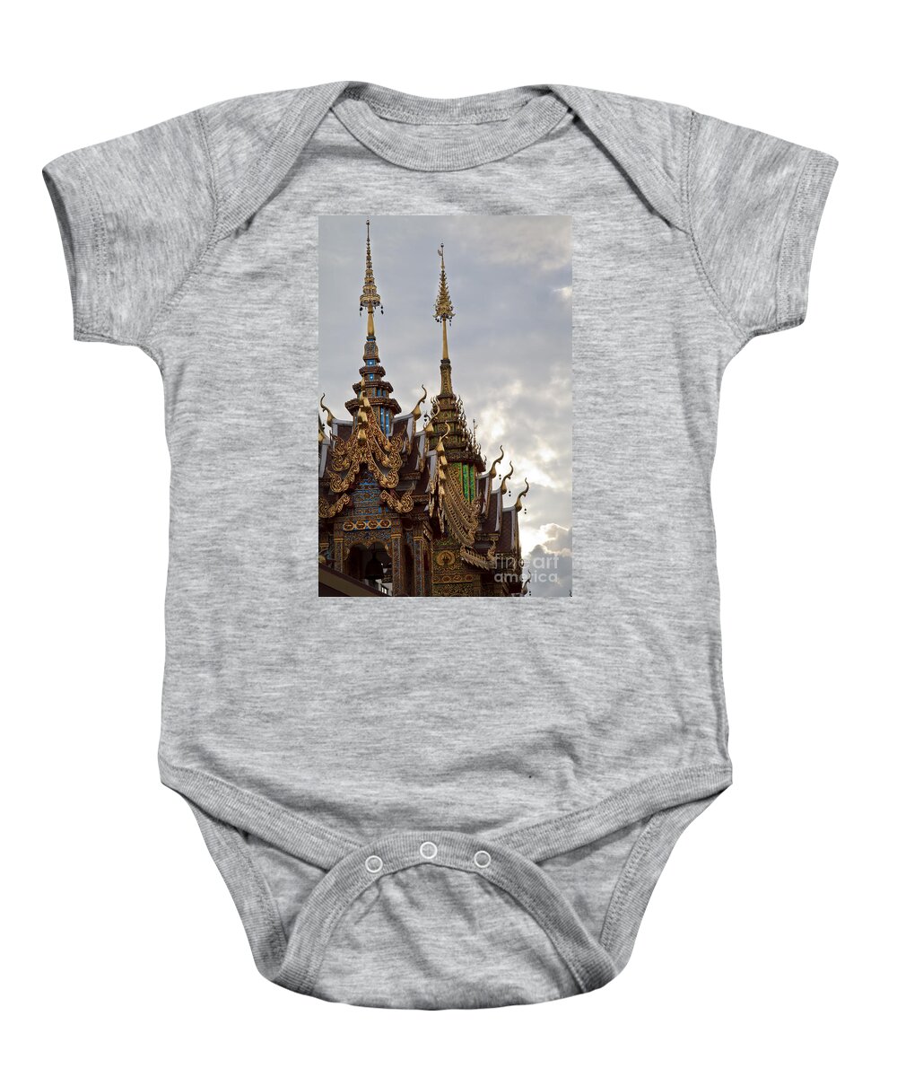 Wat Baby Onesie featuring the photograph Thai temple by Dennis Hedberg