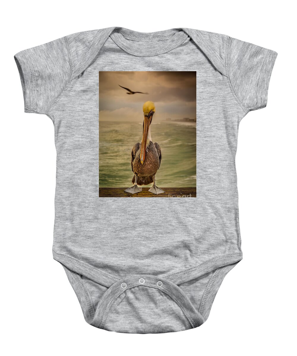 Nature Baby Onesie featuring the photograph That's Mr. Pelican to You by Steven Reed