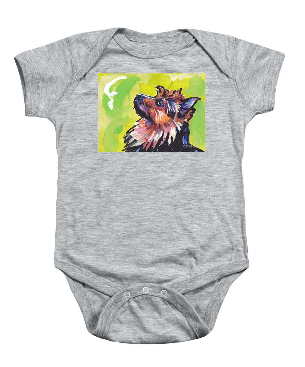 Australian Terrier Baby Onesie featuring the painting The Adorable Aussie Terror by Lea S