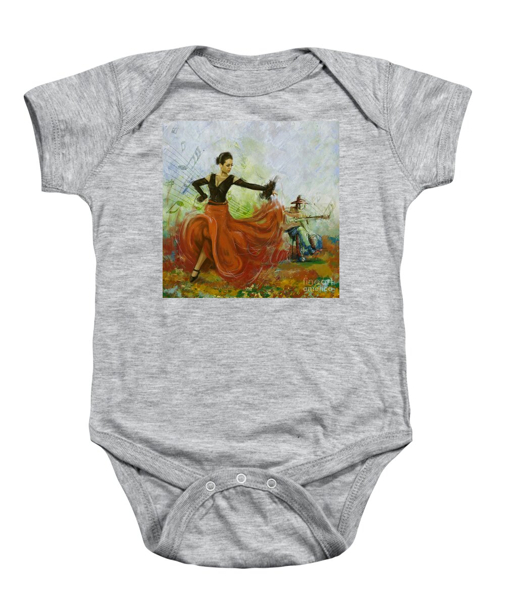 Jazz Framed Prints Baby Onesie featuring the painting The beauty of music and dance by Corporate Art Task Force