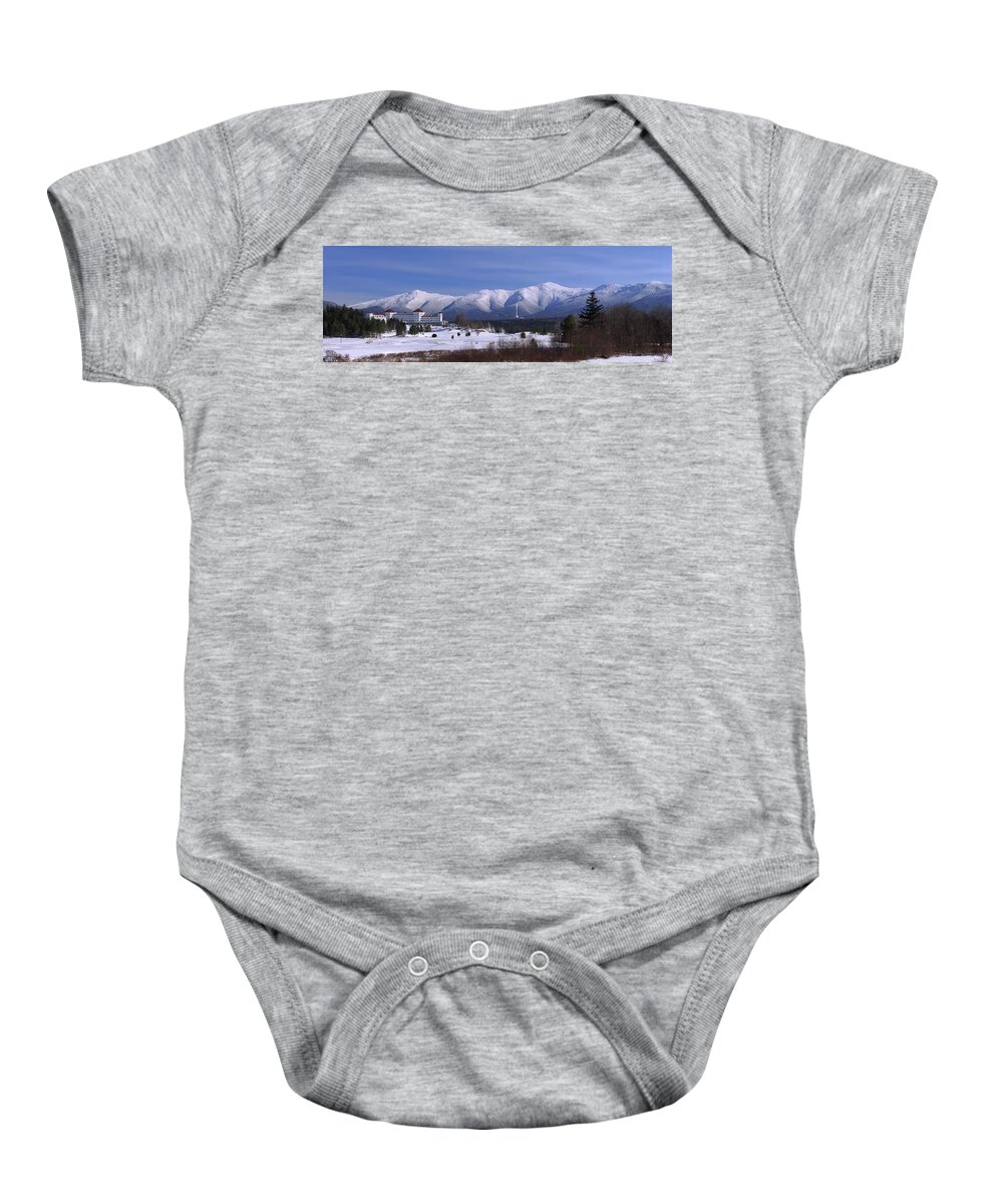New Hampshire Baby Onesie featuring the photograph The Classic Mount Washington Hotel Shot by White Mountain Images