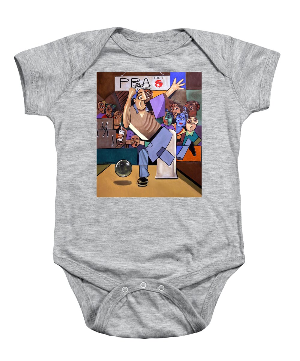 The Cubist Bowler Baby Onesie featuring the painting The Cubist Bowler by Anthony Falbo