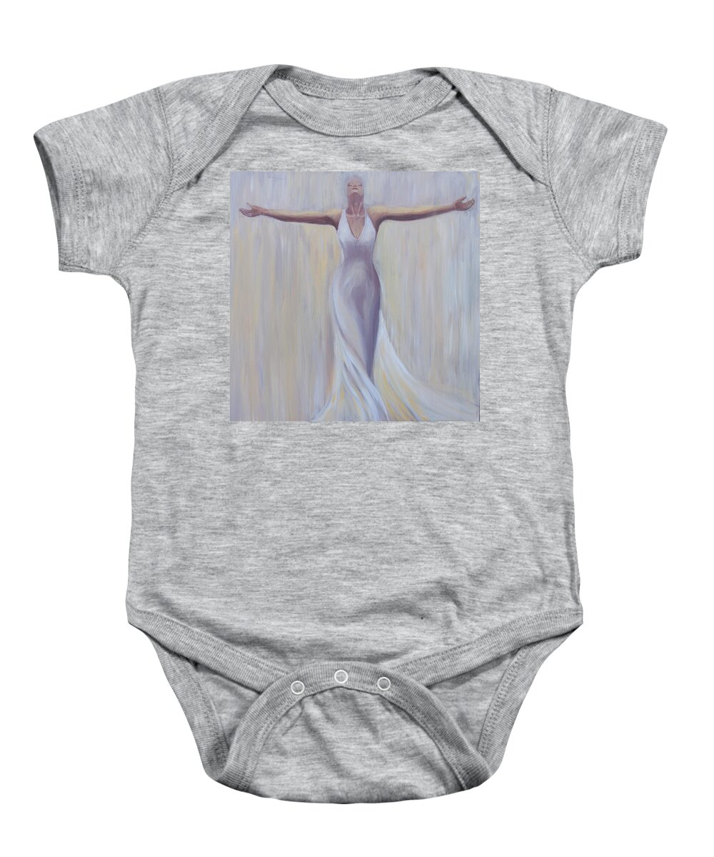 Woman Baby Onesie featuring the painting The fight is Won by Sheri Chakamian