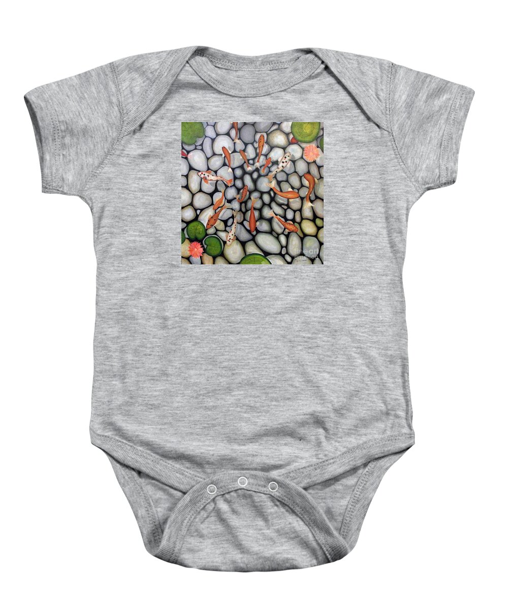 Fish Baby Onesie featuring the painting The fish pond by John Stuart Webbstock