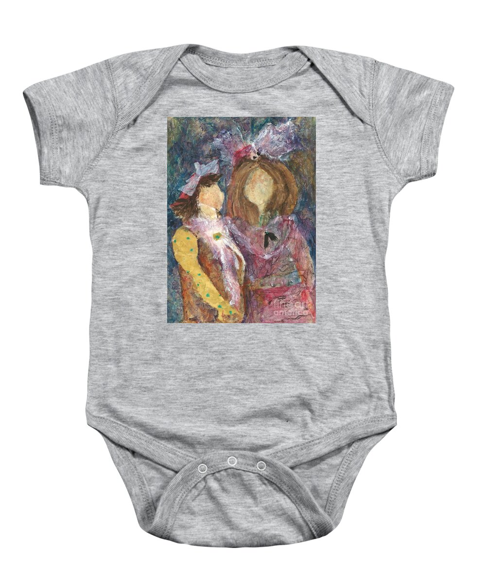 Girls Baby Onesie featuring the painting the Girls by Sherry Harradence