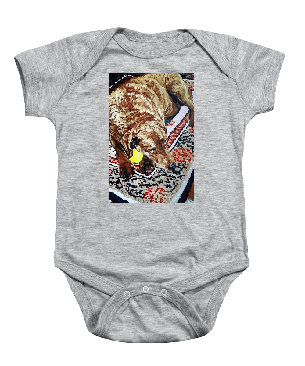 Chesapeake Baby Onesie featuring the painting The Guardian by Phil Chadwick