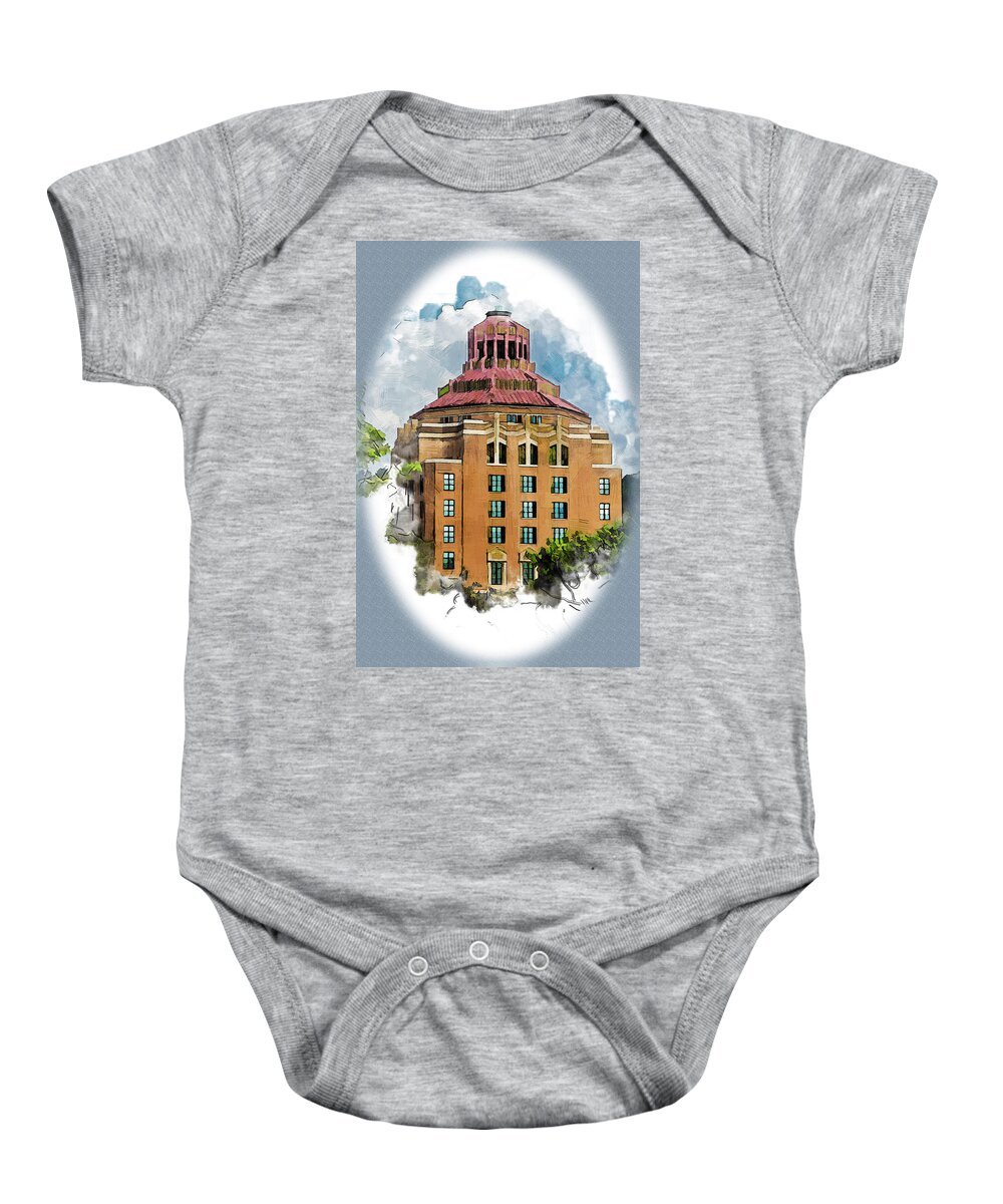 Asheville Baby Onesie featuring the photograph The Heart of Asheville by John Haldane