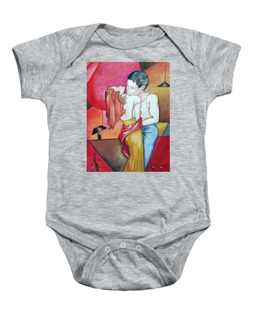 Kiss Baby Onesie featuring the painting The Kiss by Asa Jones