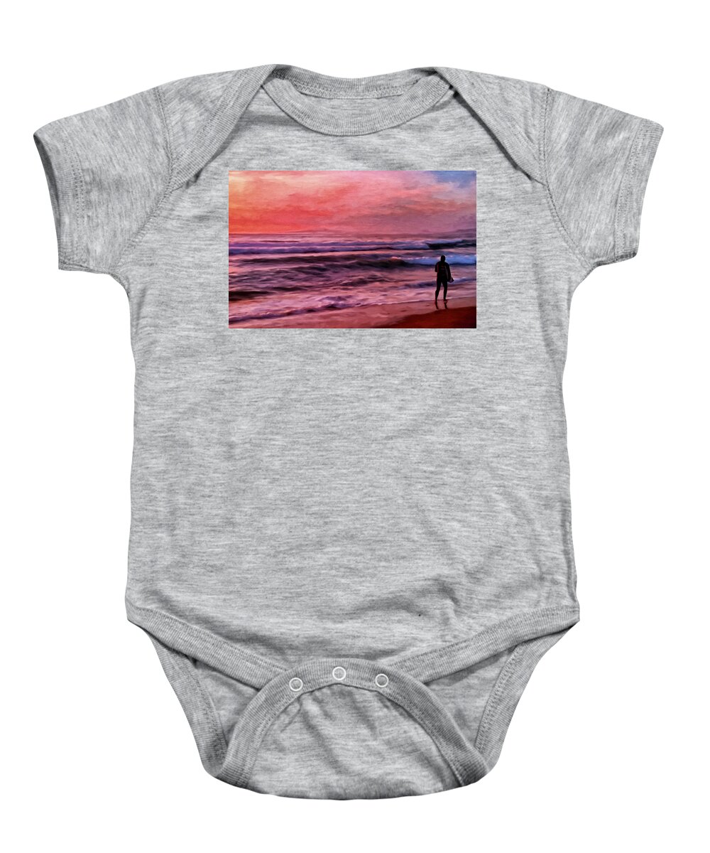 Surf Baby Onesie featuring the painting The Last Set by Michael Pickett