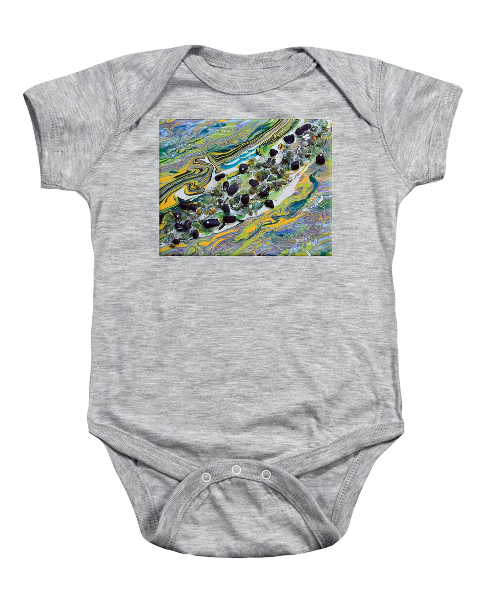 River Baby Onesie featuring the mixed media The Lazy River by Donna Blackhall