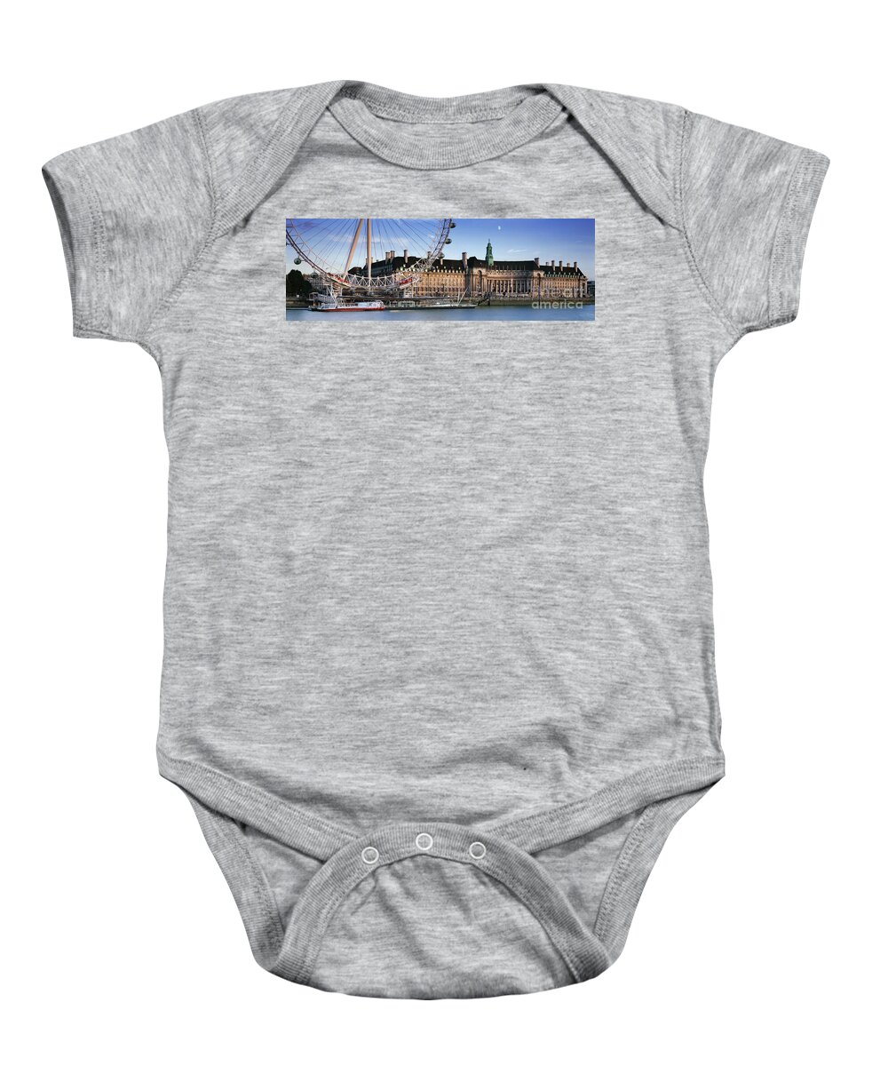 London Eye Baby Onesie featuring the photograph The London Eye and County Hall by Rod McLean