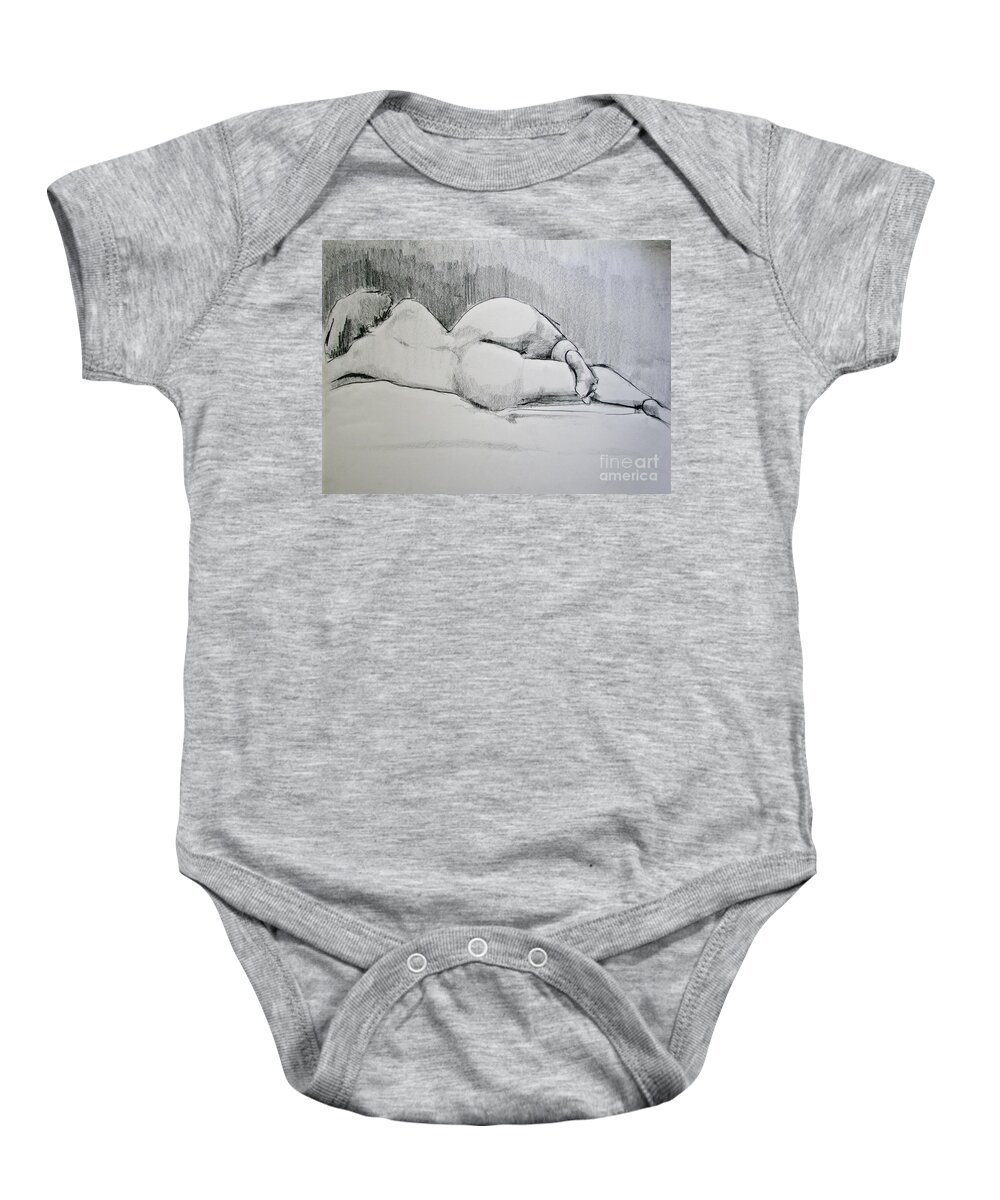 Nude Baby Onesie featuring the drawing The Nap by Rory Siegel