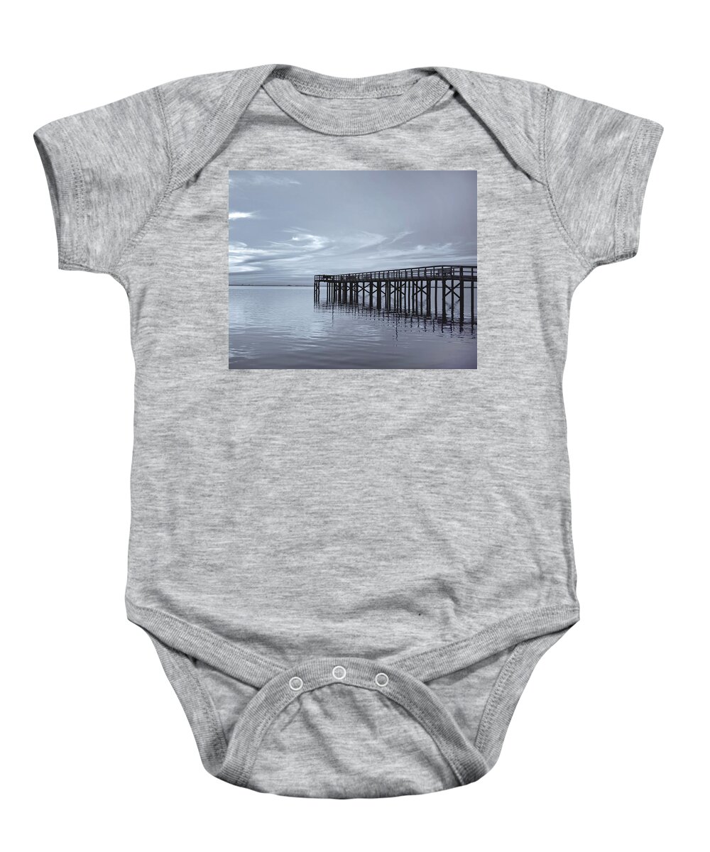 Pier Baby Onesie featuring the photograph The Pier by Kim Hojnacki