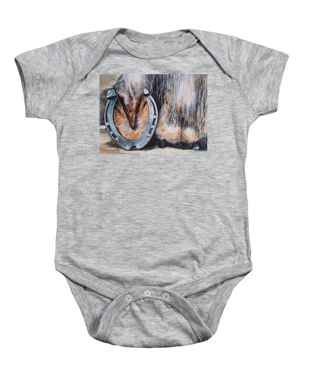 Horseshoe Baby Onesie featuring the painting The Roadster by Kathy Laughlin