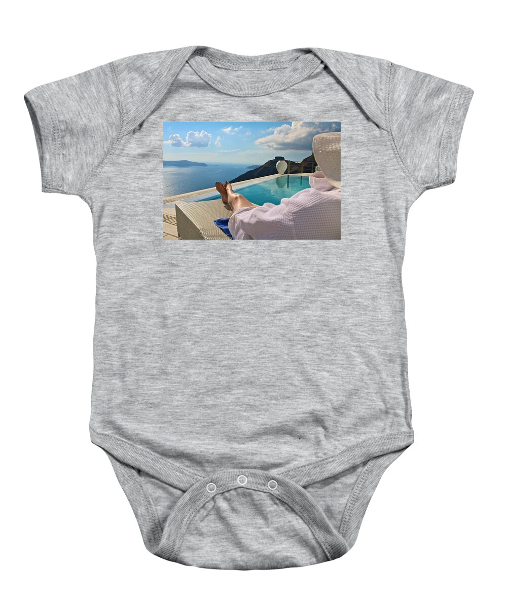 Greece Baby Onesie featuring the photograph The View by John Babis