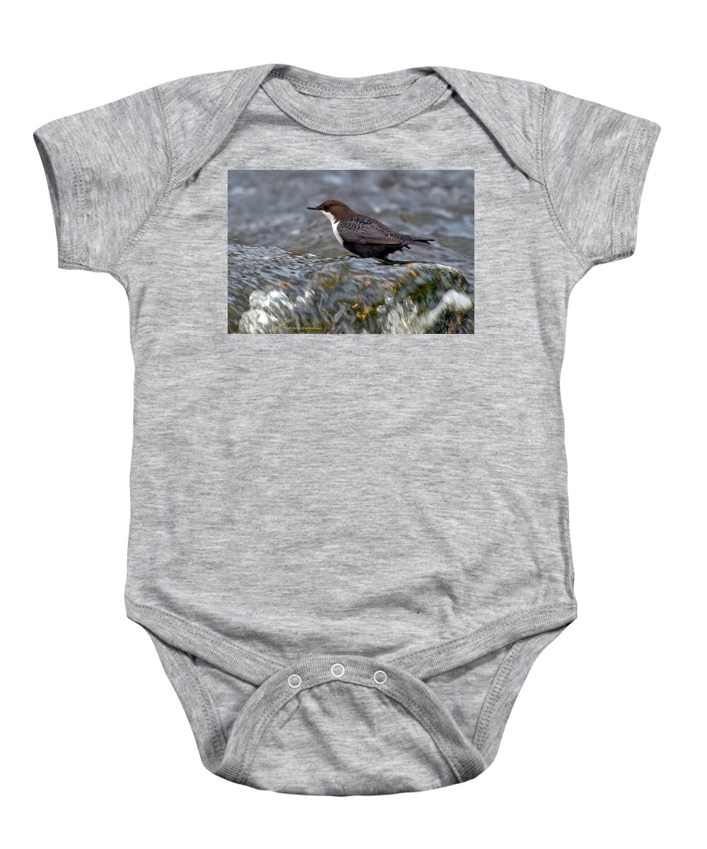 The White-throated Dipper Baby Onesie featuring the photograph The White-throated Dipper by Torbjorn Swenelius
