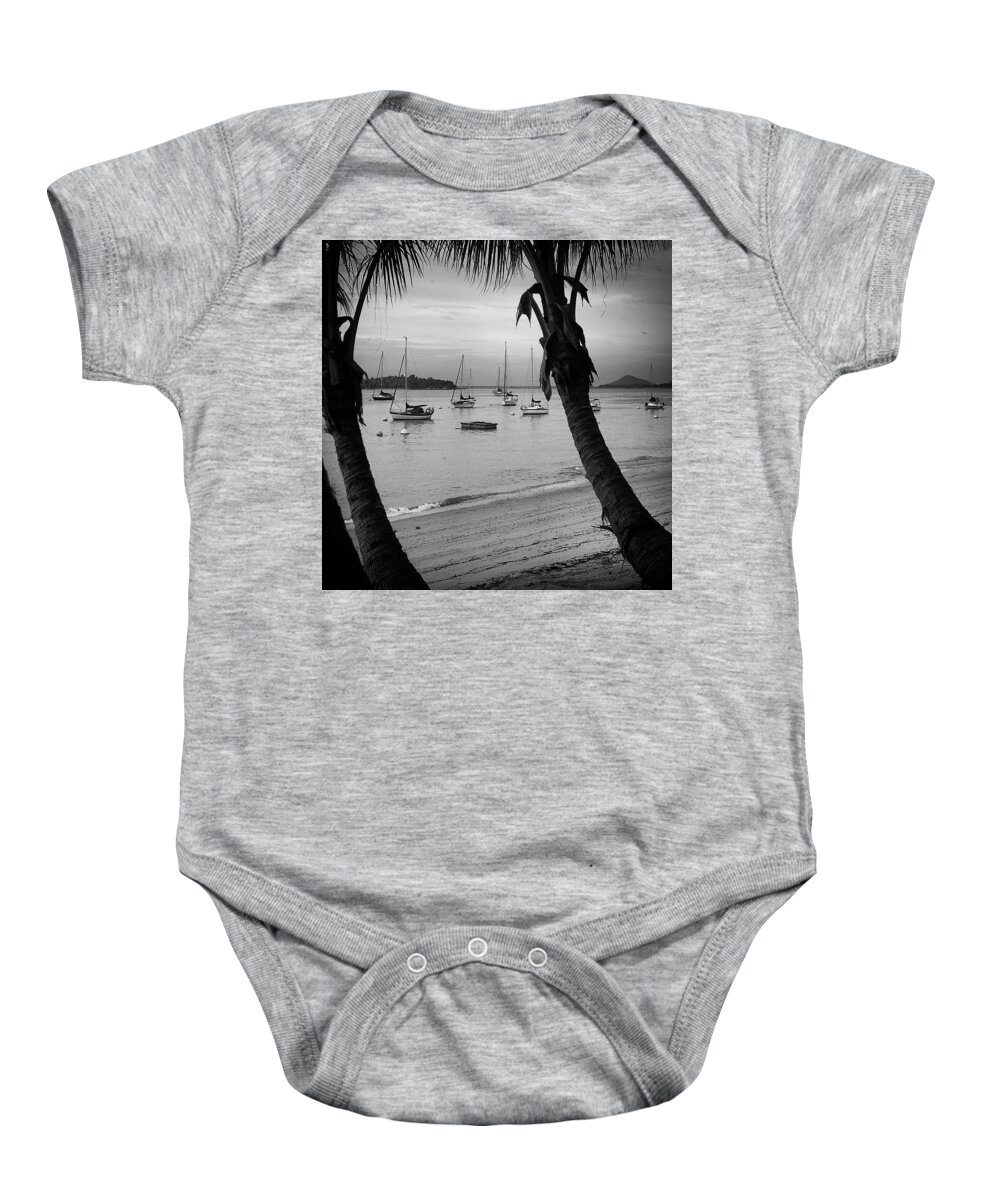 Palms Baby Onesie featuring the photograph Through The Palms by Aleck Cartwright