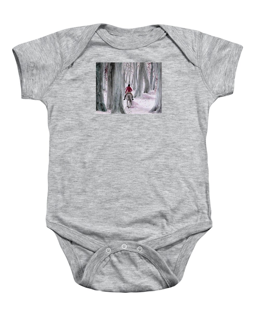 Horses Baby Onesie featuring the painting Through The Woods by Angela Davies