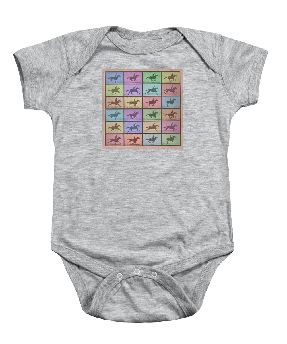 Horse Baby Onesie featuring the painting Time Lapse Motion Study Horse Color by Tony Rubino