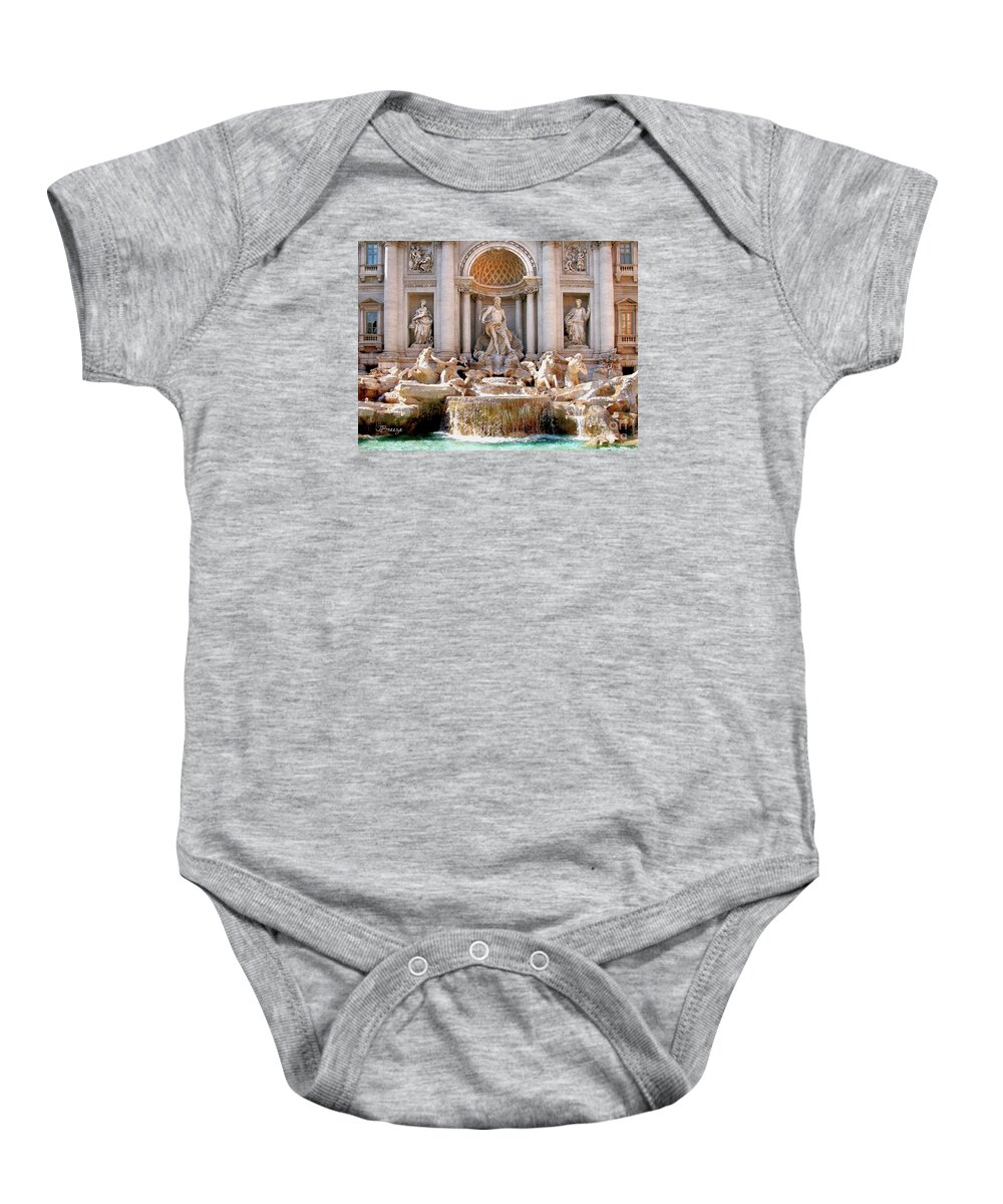 Trevi Fountain Baby Onesie featuring the photograph 3 Coins Trevi. Rome by Jennie Breeze