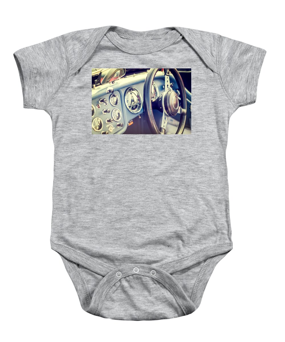 Road Baby Onesie featuring the photograph Triumph TR4 Dash by Spikey Mouse Photography