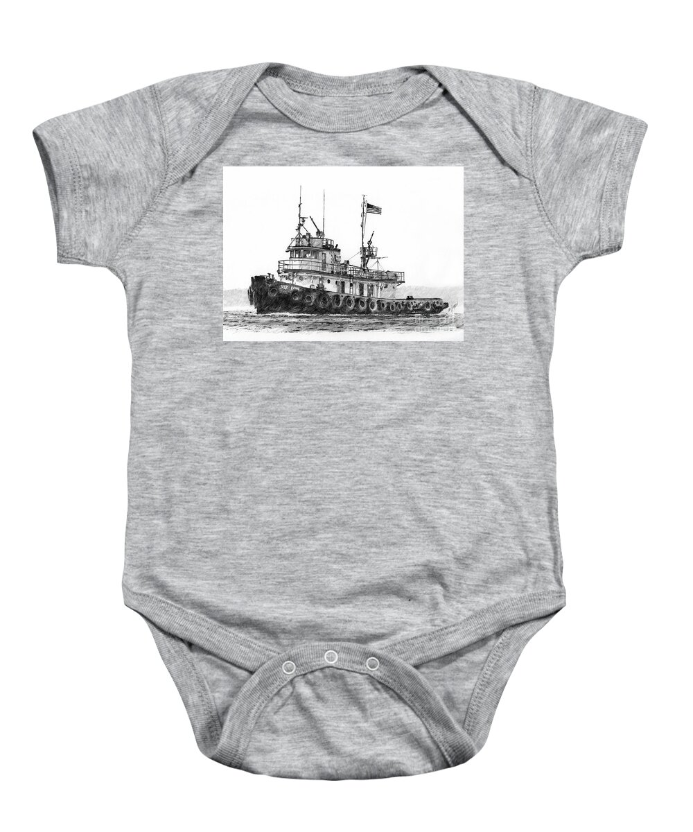 Tugboat Iver Foss Drawing Baby Onesie featuring the drawing Tugboat IVER FOSS by James Williamson