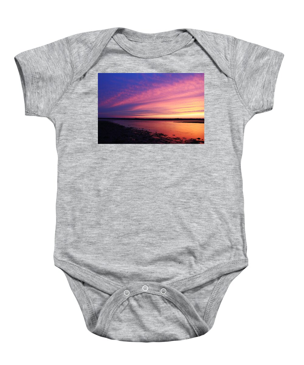 Twilight Baby Onesie featuring the photograph Twilight Over Sakonnet by Andrew Pacheco