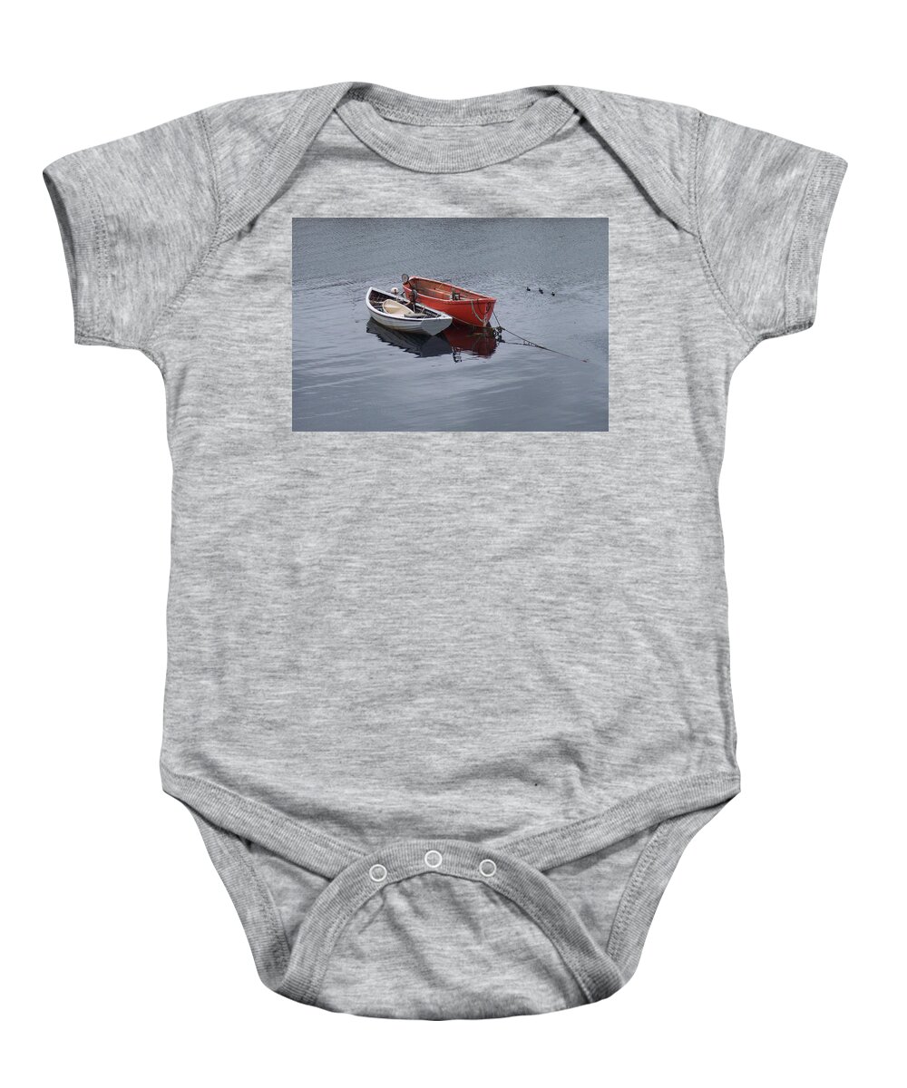 Boat Baby Onesie featuring the photograph Two Lonely Boats by Richard Bryce and Family