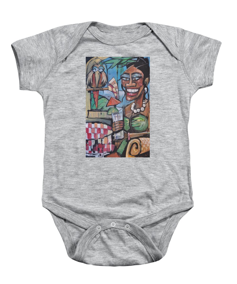Drink Baby Onesie featuring the painting Umbrella Drink by Tim Nyberg