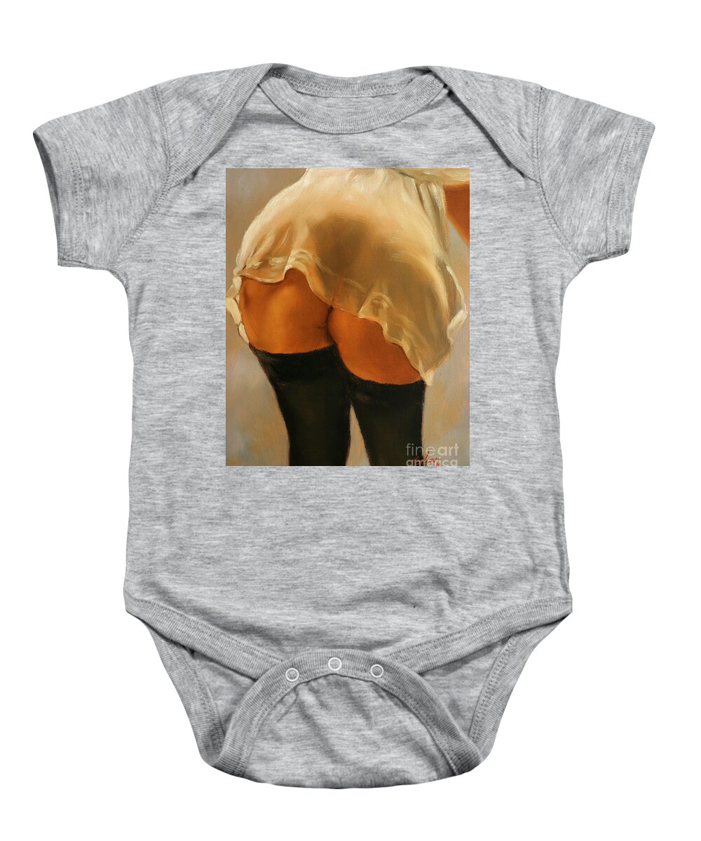 Paintings Baby Onesie featuring the painting Naughty butt nice by John Silver