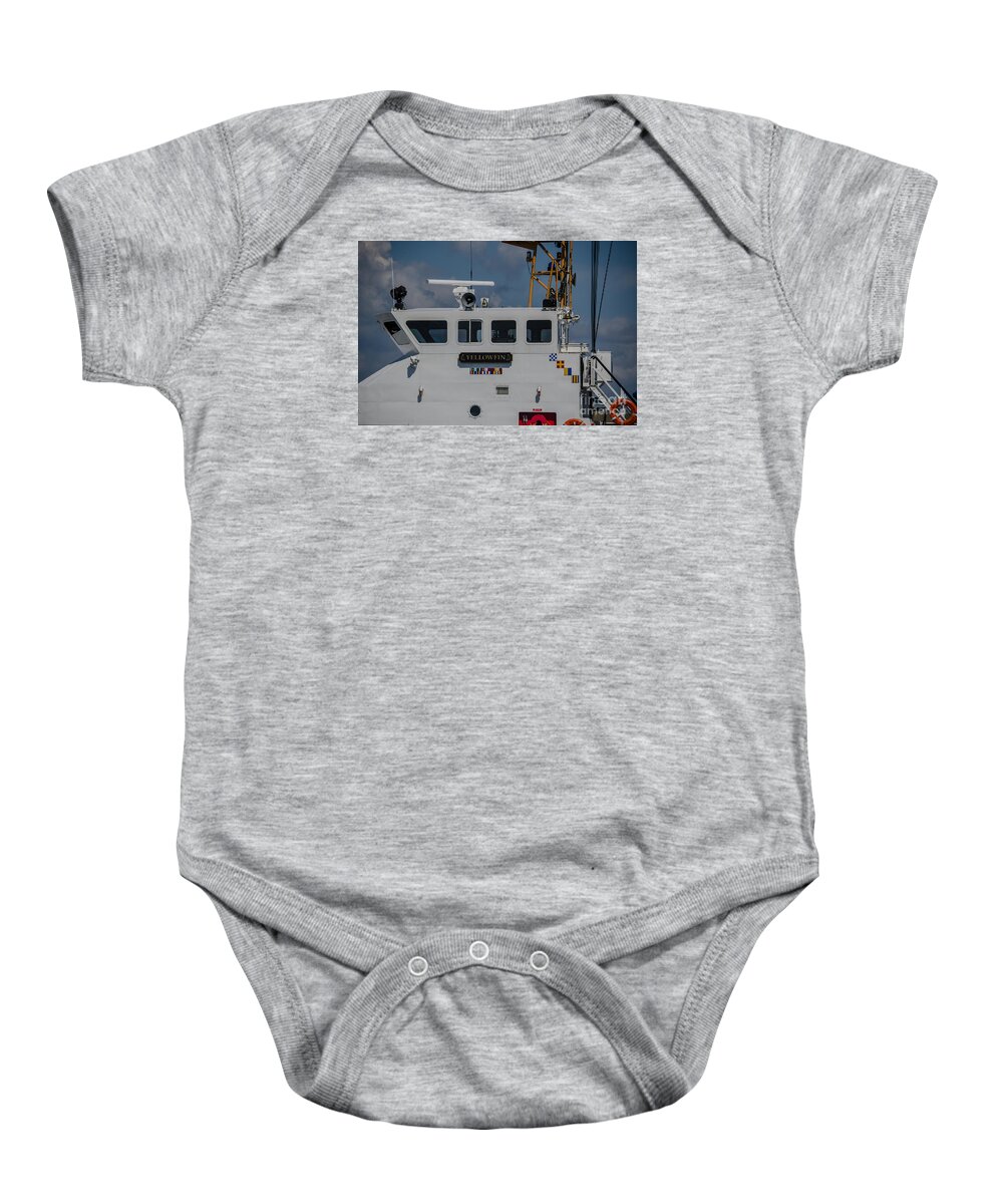 Uscgc Yellowfin Baby Onesie featuring the photograph USCGC Yellowfin by Dale Powell
