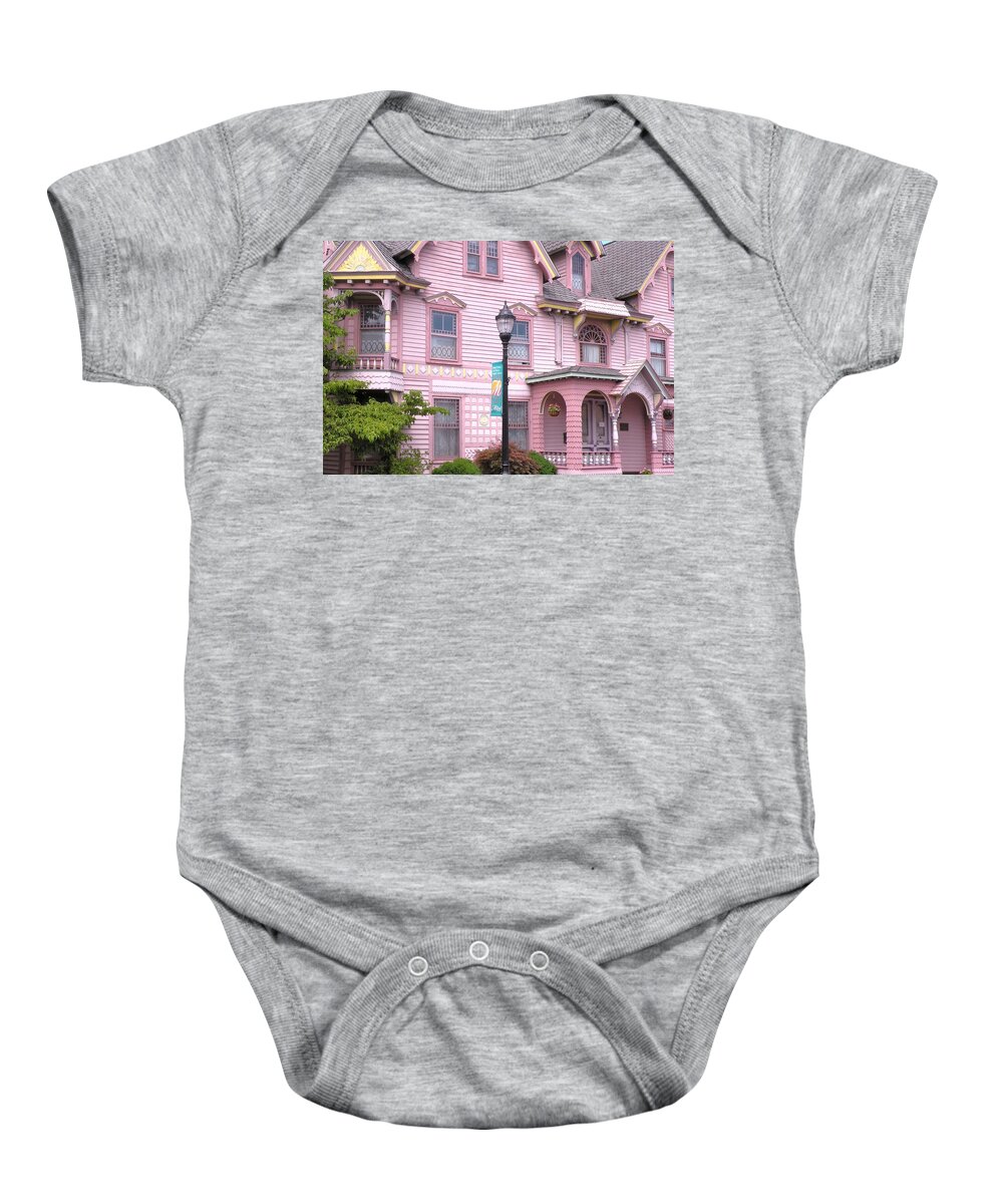 Pink Baby Onesie featuring the photograph Victorian Pink House - Milford Delaware by Kim Bemis