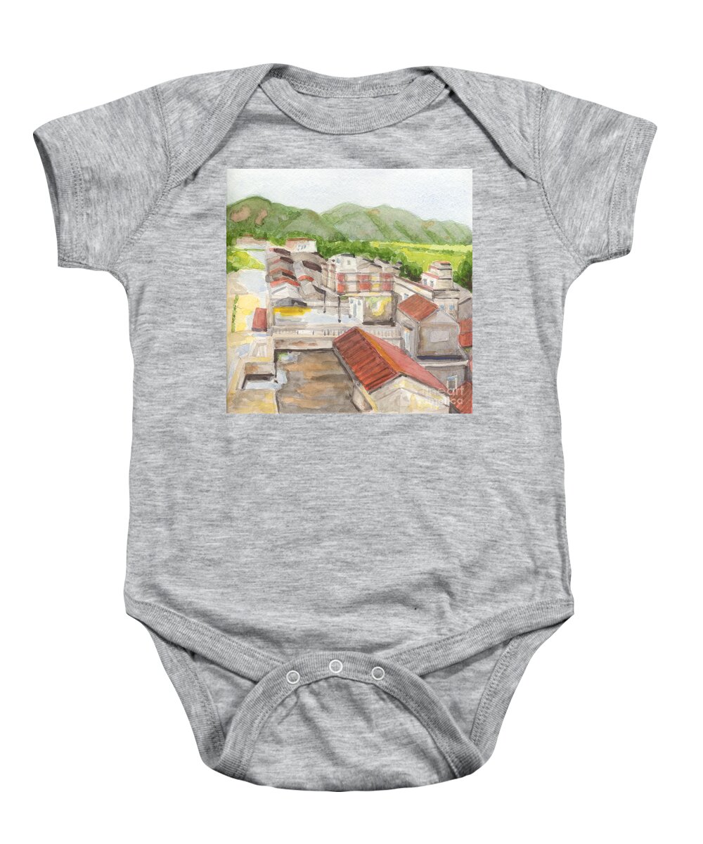 China Baby Onesie featuring the painting Village by Lilibeth Andre