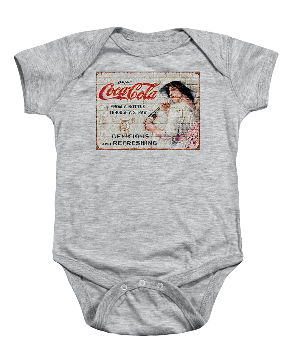 Ghost Baby Onesie featuring the painting Vintage Coke Sign by Jack Zulli