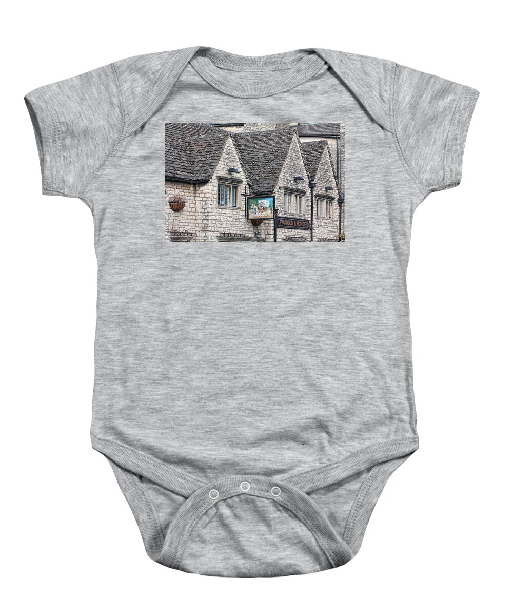 Landscape Baby Onesie featuring the photograph Waggon and Horses by Shirley Mitchell