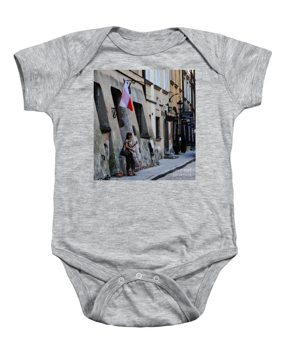 Jazz Baby Onesie featuring the photograph Waiting for the Jazz - Krakow by Jacqueline M Lewis