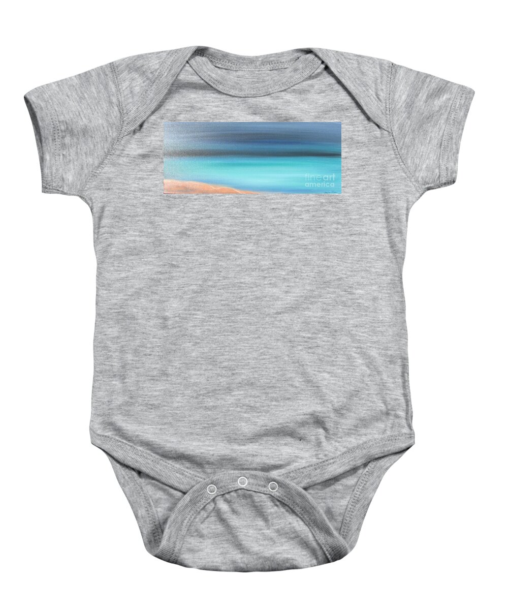 Blue Baby Onesie featuring the painting Waiting by Jacqueline Athmann