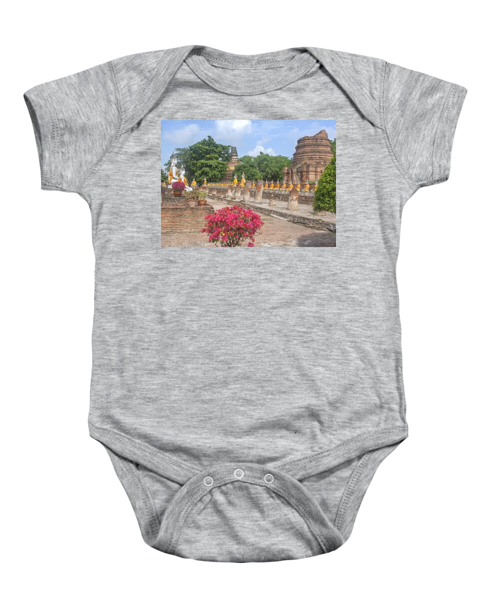 Scenic Baby Onesie featuring the photograph Wat Phra Chao Phya-Thai Buddha Images and Ruined Chedi DTHA004 by Gerry Gantt