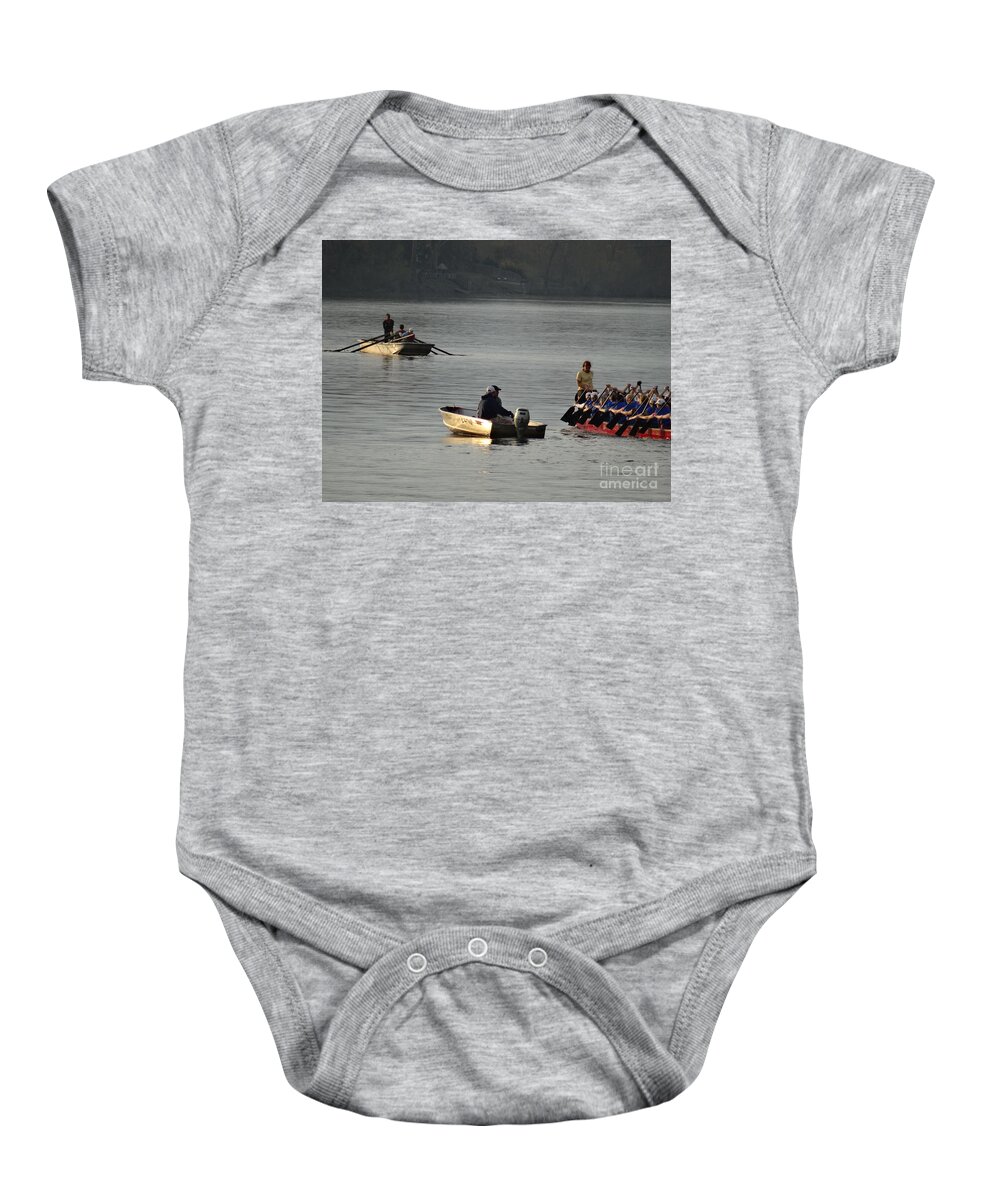 Boats Baby Onesie featuring the photograph Watch the Shad Nets Please by Christopher Plummer