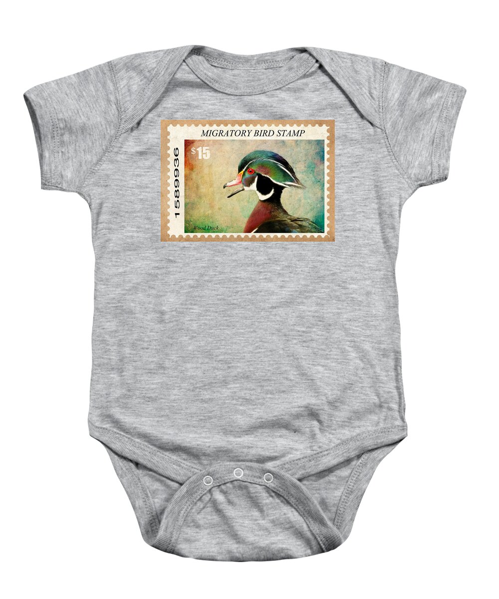 Drakes Baby Onesie featuring the photograph Waterfoul Stamp by Steve McKinzie