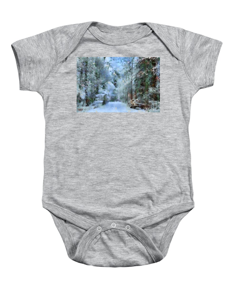 Winter Baby Onesie featuring the digital art Way through the Forest by Gina Koch