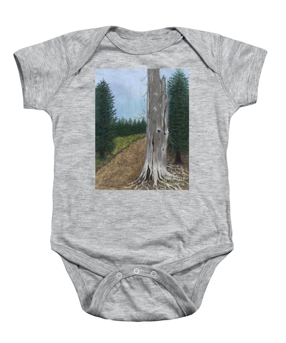 Tree Baby Onesie featuring the painting Weathered Trunk by Ginny Neece