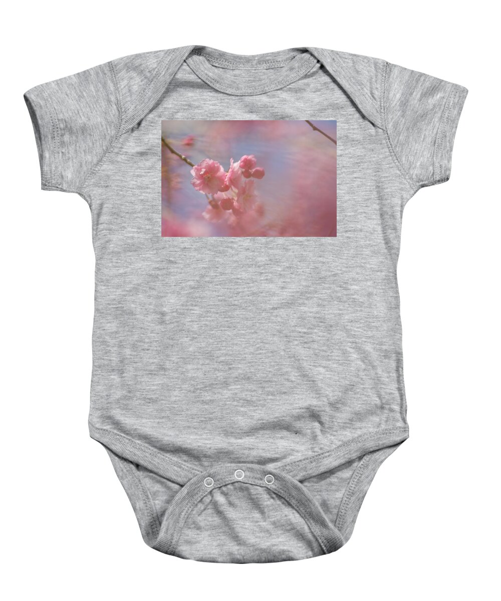 Pink Baby Onesie featuring the photograph Weeping Cherry Blossoms by Natalie Rotman Cote
