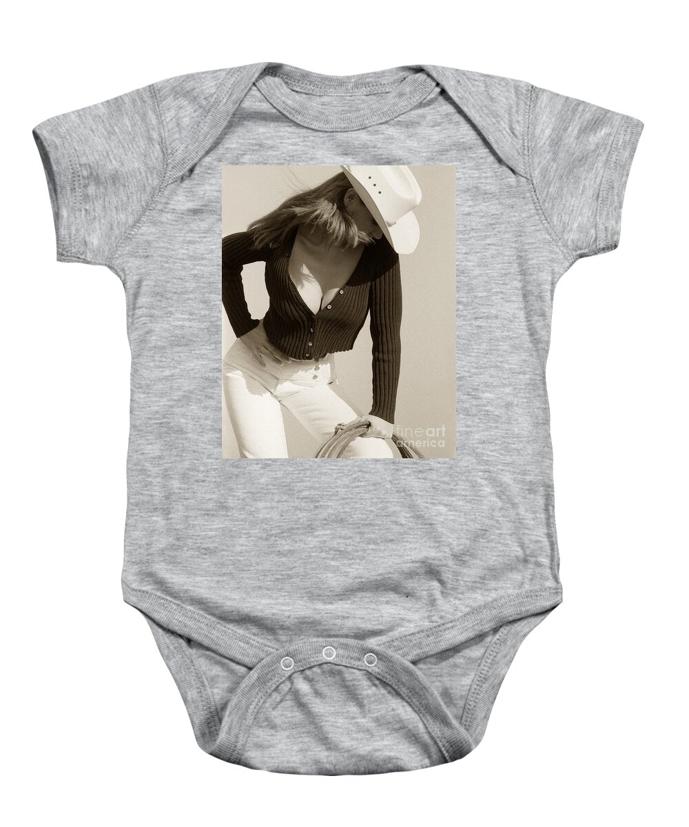 Cowgirl Baby Onesie featuring the photograph What Color is My Hat by Don Schimmel