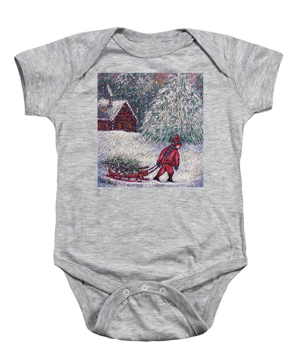 White Christmas Baby Onesie featuring the painting White Christmas by Natalie Holland